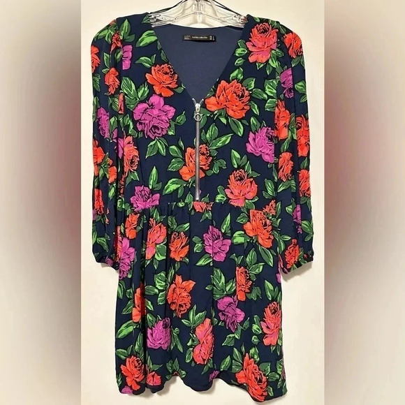 Zara Dresses & Skirts - Zara Trafaluc Collection Floral Zip Front Dress - Size M